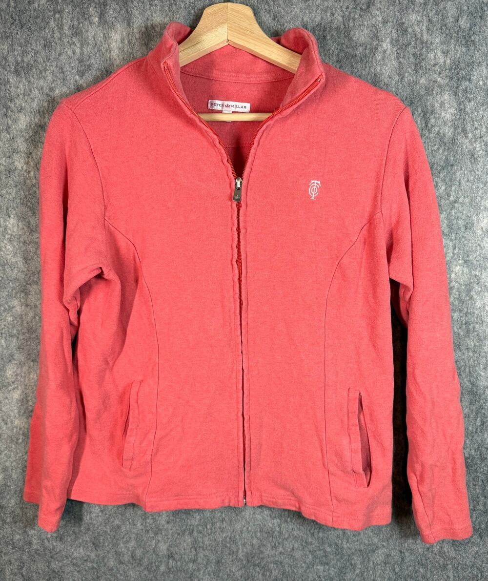 Peter Millar Womens Pink Cotton Full Zip Sweater Medium Old Town Club Golf